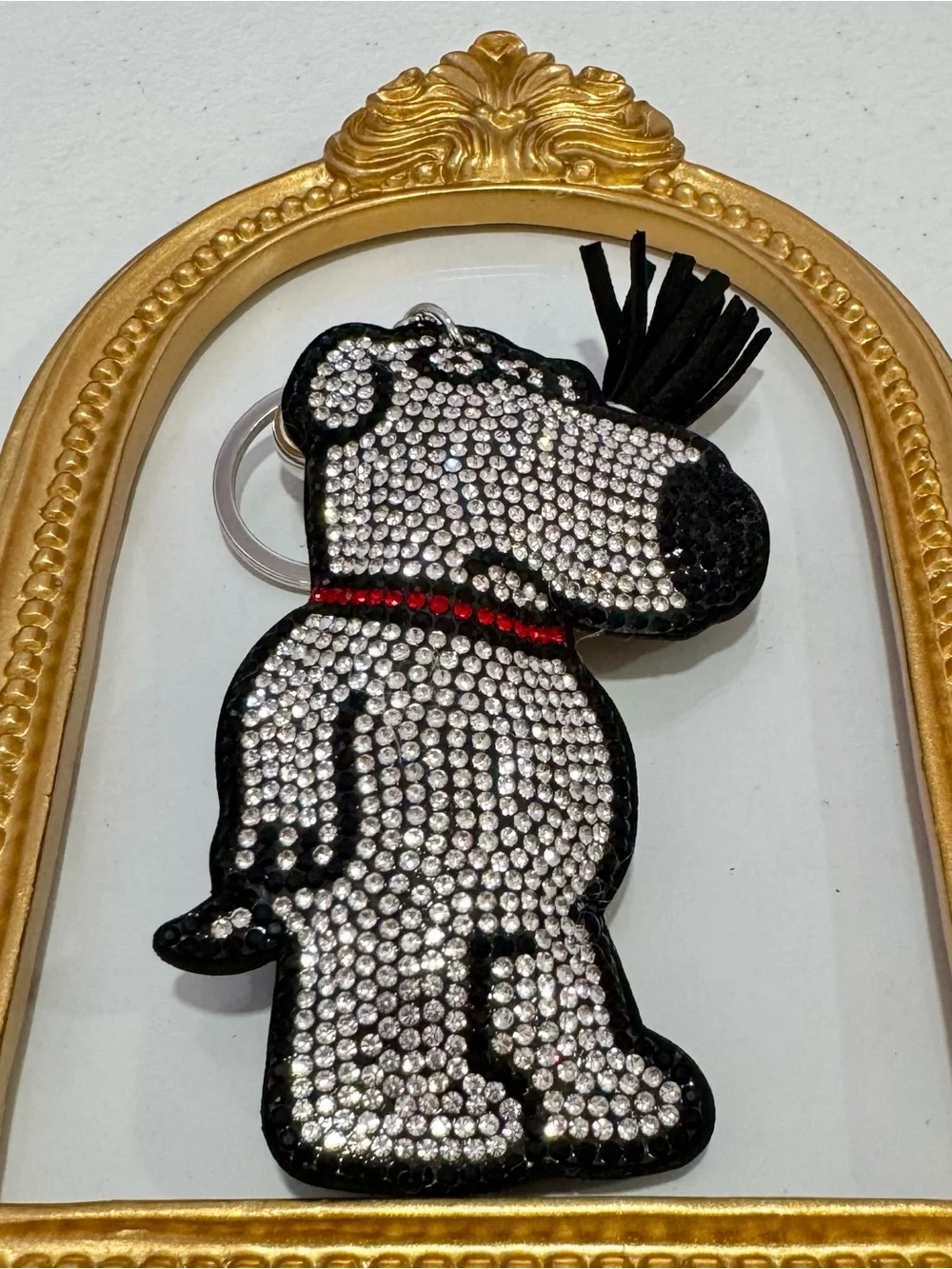 New Rhinestone Brian Griffin - Black, Silver & Red Keychain